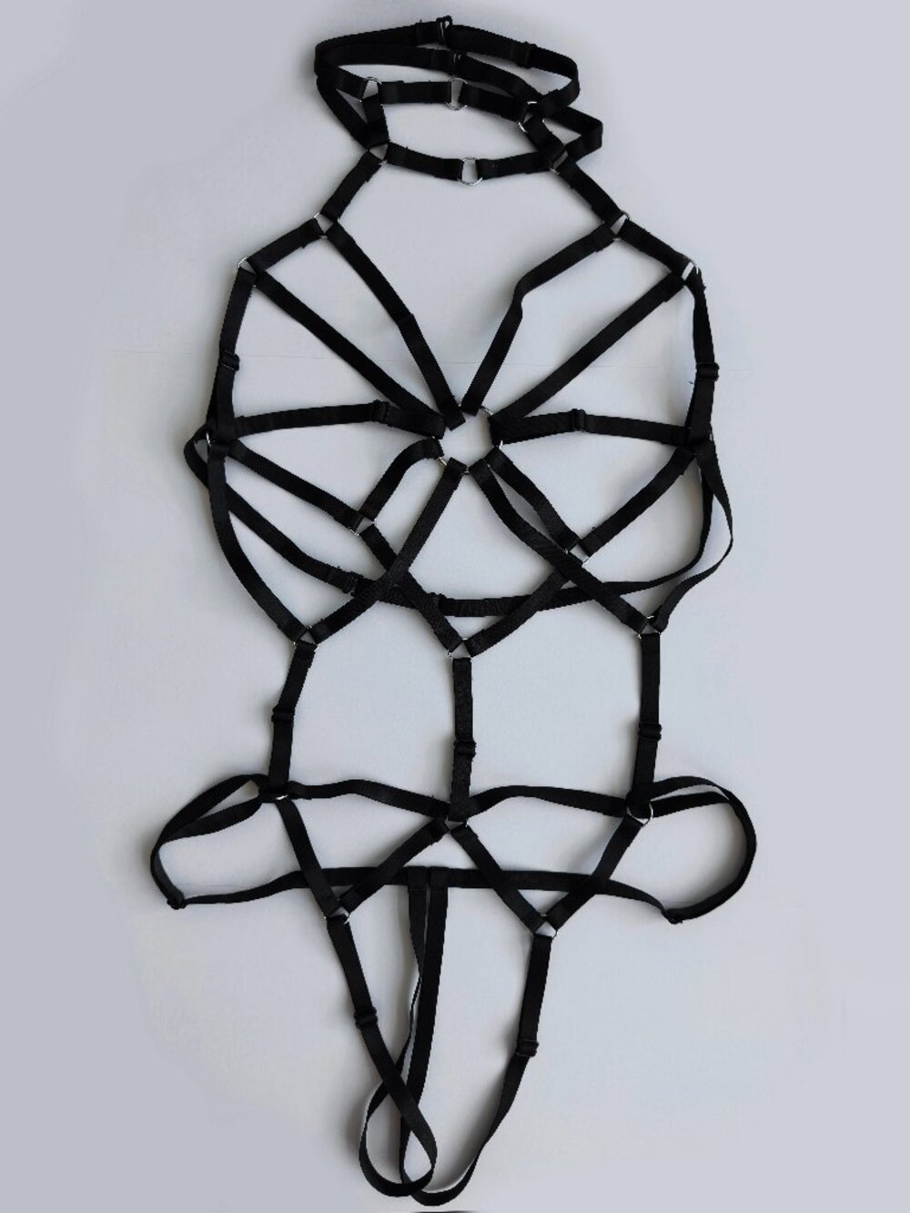Black Adjustable Body Harness Cage Lingerie Layering Piece